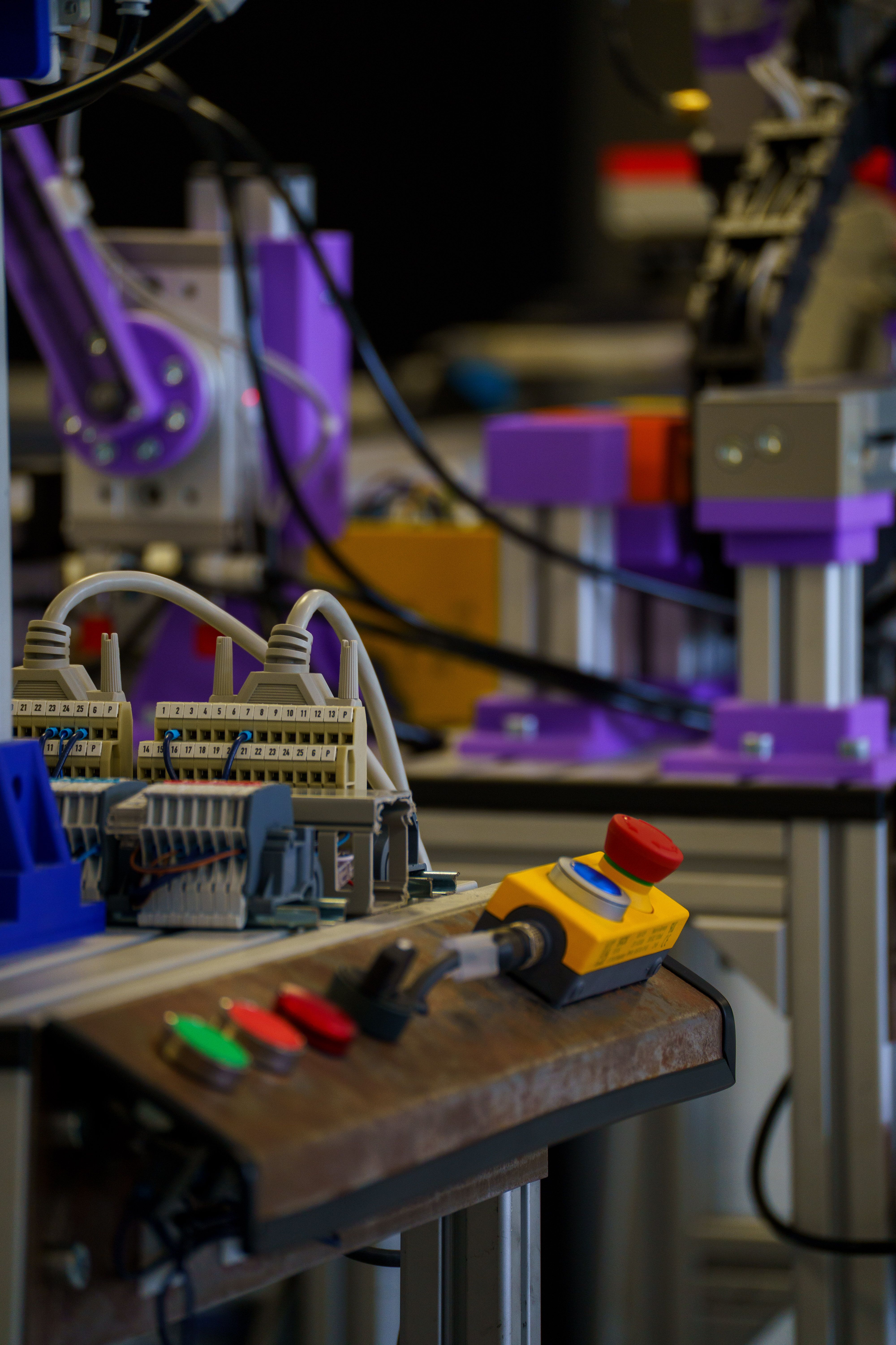 Industrial automation robotic arm in manufacturing facility